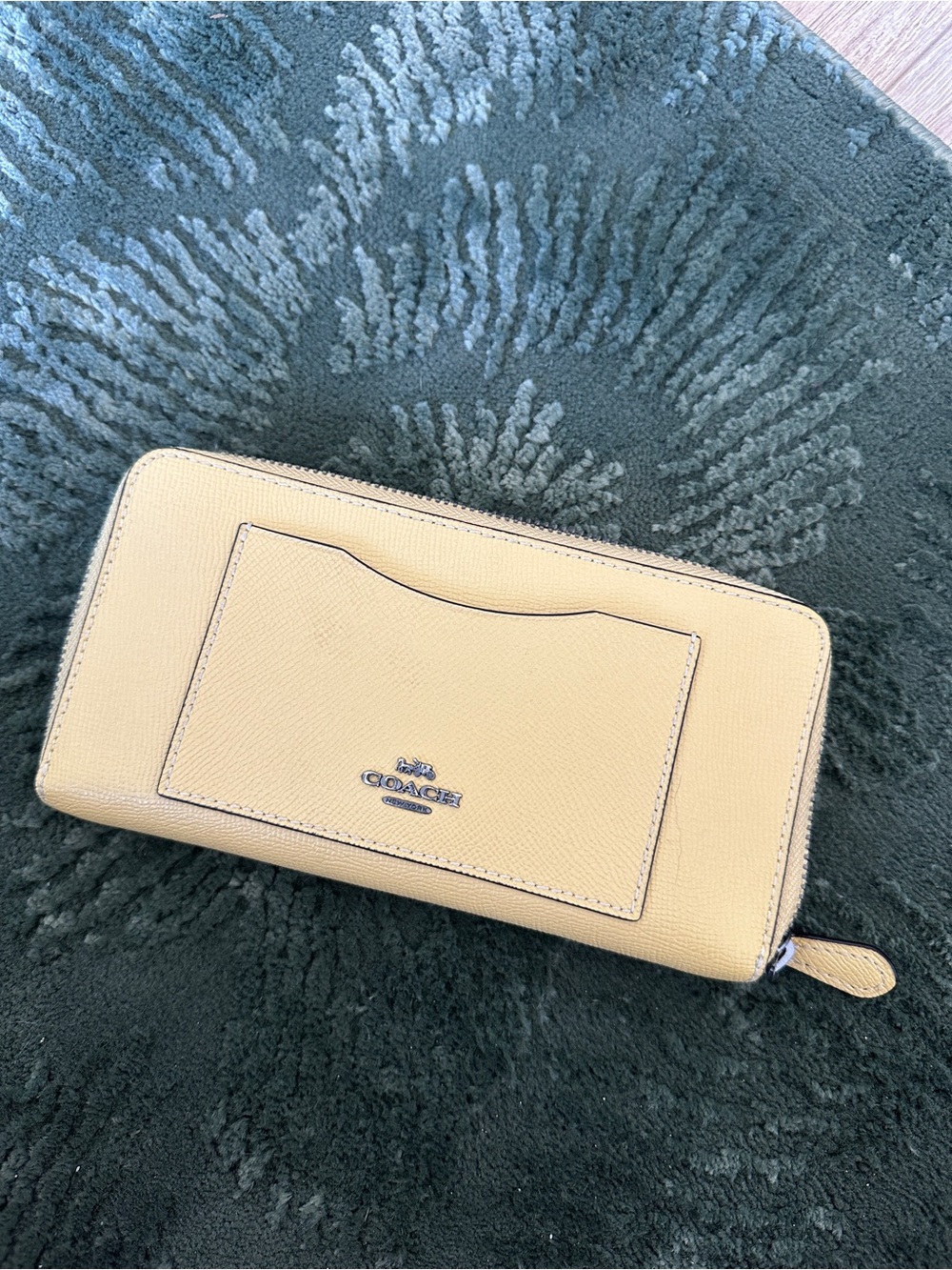 Coach Pale Yellow Zip-Around Leather Wallet